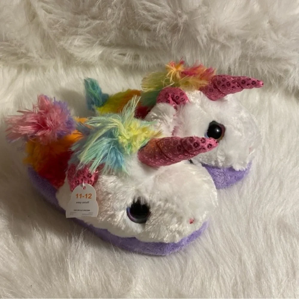 Wonder Nation Girls Size 11-12 Slippers‎ Unicorn New